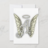 A - Angel Alphabet Anfangsbuchstaben Wings Halo Einladung (Rückseite)