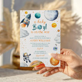 A Baby Boy Is On The Way Space Theme Baby Shower Einladung