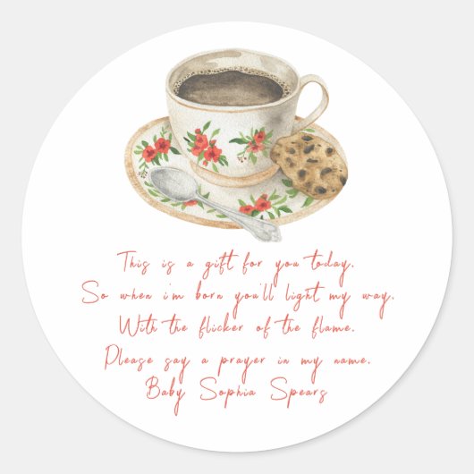 A baby is brewing baby - Prayer candle label Runder Aufkleber (Vorderseite)