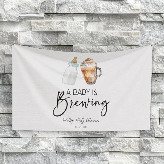A Baby Is Brewing Bottle Coffee Glass Baby Shower Banner