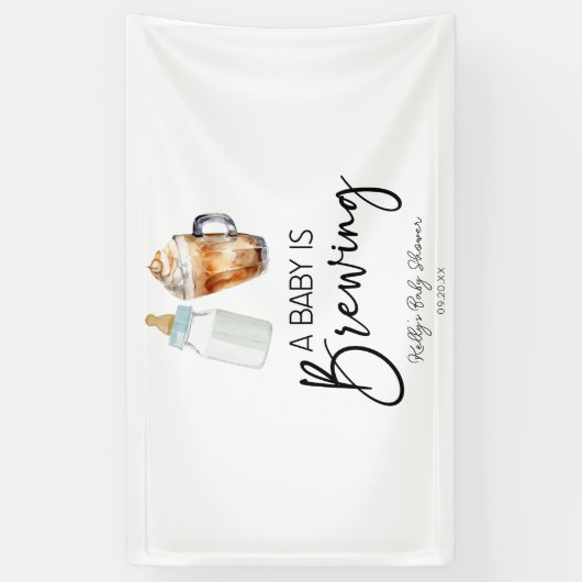 A Baby Is Brewing Bottle Coffee Glass Baby Shower Banner (Vertikal)