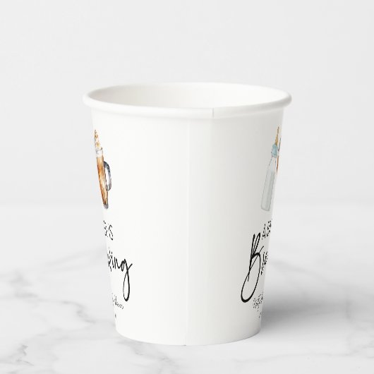 A Baby Is Brewing Bottle Coffee Glass Baby Shower Pappbecher (Rechts)