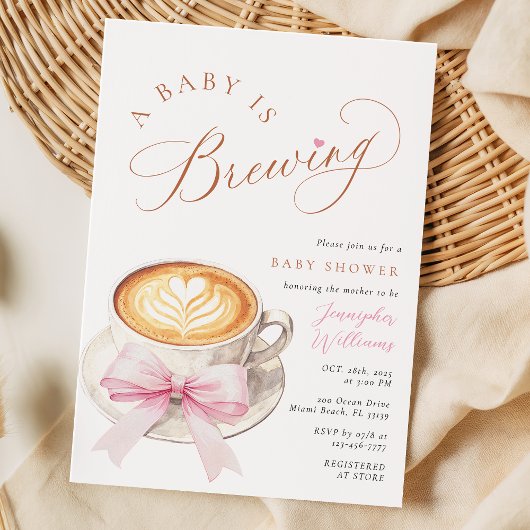 A Baby Is Brewing Coffee Baby Shower Invitation Einladung