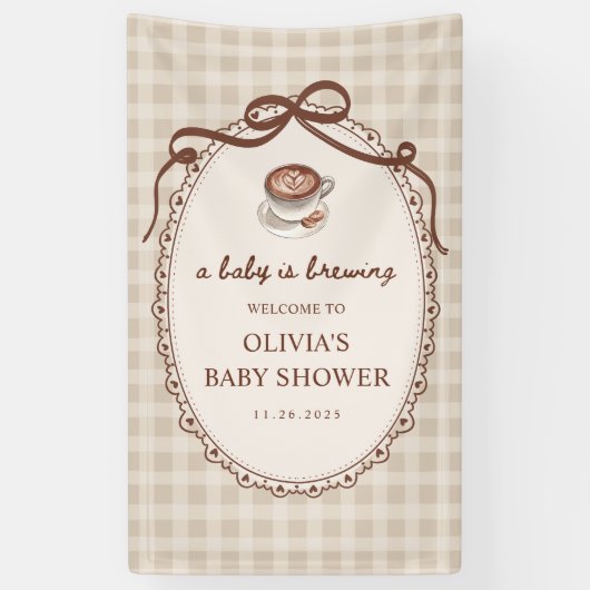 A Baby is Brewing Coffee Baby Shower Welcome Banner (Vertikal)
