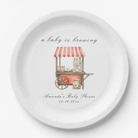 A Baby Is Brewing Coffee Cart Baby Shower Pappteller (Vorderseite)