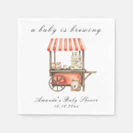 A Baby Is Brewing Coffee Cart Baby Shower Serviette