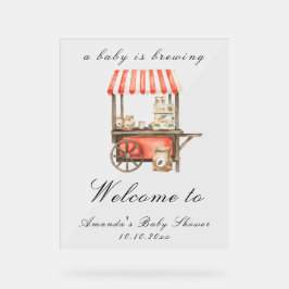 A Baby Is Brewing Coffee Cart Baby Shower Welcome Acrylschild