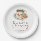 A Baby Is Brewing Coffee Cup Baby Shower Pappteller (Vorderseite)