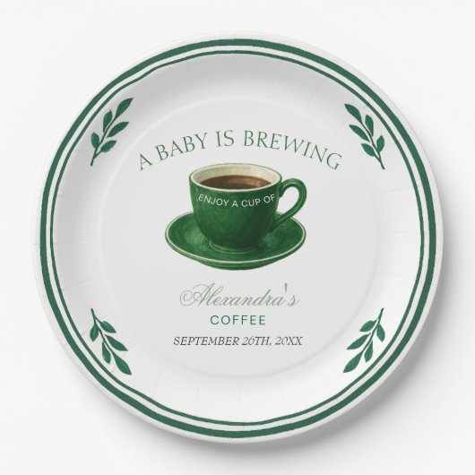 A Baby Is Brewing Coffee Cup Baby Shower Pappteller (Vorderseite)