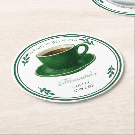 A Baby Is Brewing Coffee Cup Baby Shower Runder Pappuntersetzer