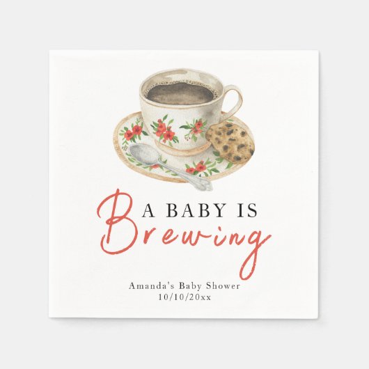A Baby Is Brewing Coffee Cup Baby Shower Serviette (Vorderseite)