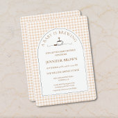 A Baby Is Brewing Coffee Gingham Baby Shower Einladung