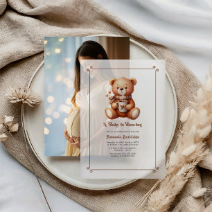 "A Baby is Brewing" Coffee Teddy Baby Shower Pergament Einladungen
