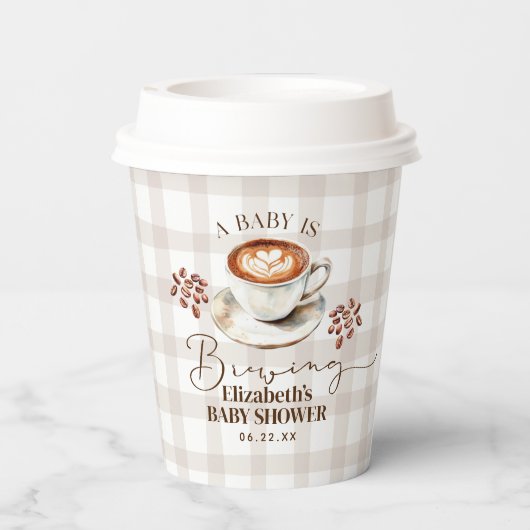A Baby is Brewing Coffee Theme Baby Shower Pappbecher (Rückseite)
