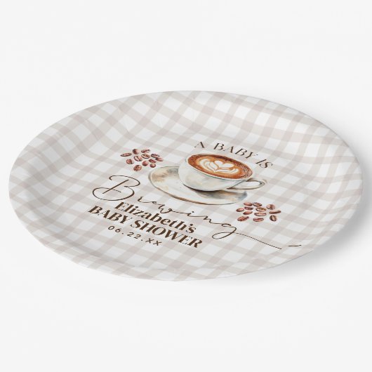 A Baby is Brewing Coffee Theme Baby Shower Pappteller (Schrägansicht)