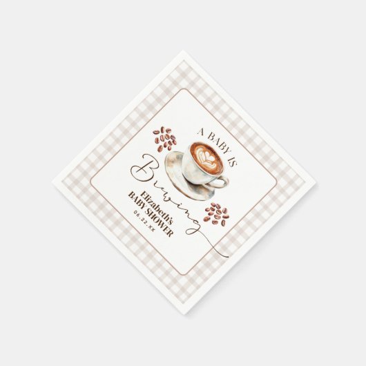 A Baby is Brewing Coffee Theme Baby Shower Serviette (Ecke)