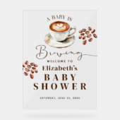 A Baby is Brewing Coffee Theme Baby Shower Welcome Acrylschild (Vorderseite)