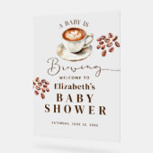 A Baby is Brewing Coffee Theme Baby Shower Welcome Acrylschild (Winkel)