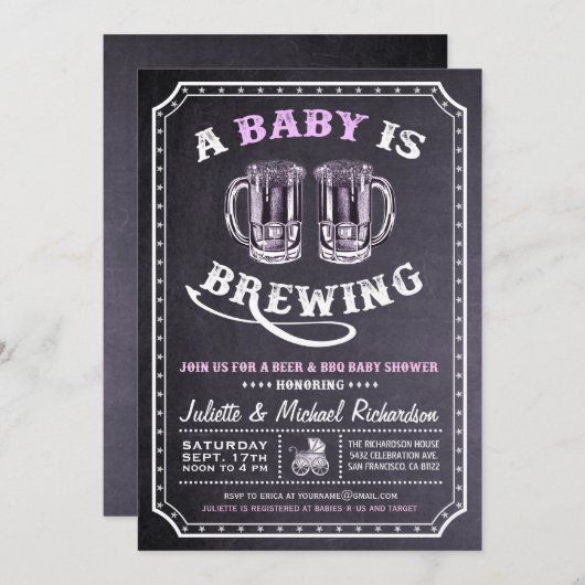 "A Baby is Brewing" Einladungen zur Kinderdusche ( (Vorne/Hinten)