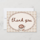A Baby is Brewing Gingham Coffee Baby Shower Dankeskarte (Vorderseite)