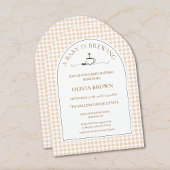 A Baby Is Brewing Gingham Coffee Baby Shower Einladung