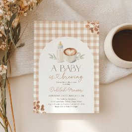A Baby is Brewing Gingham Coffee Baby Shower Einladung