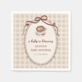 A Baby is Brewing Gingham Coffee Baby Shower Serviette (Vorderseite)