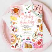 A Baby is Brewing Girl Pink Tea Party Baby Shower Einladung