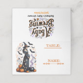 A Baby is Brewing Halloween Baby Shower Platzkarte (Außenseite Aufgefaltet)