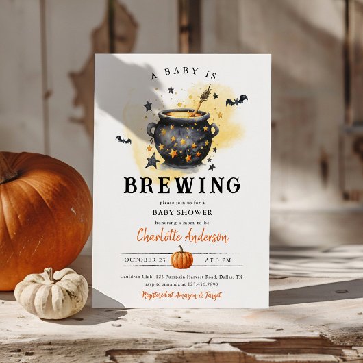 A Baby is Brewing Halloween Cauldron Baby Shower Einladung