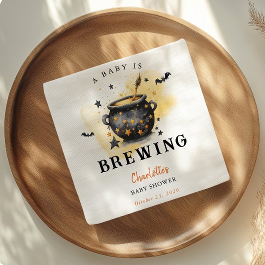 A Baby is Brewing Halloween Cauldron Baby Shower Serviette