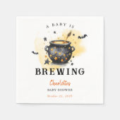 A Baby is Brewing Halloween Cauldron Baby Shower Serviette (Vorderseite)