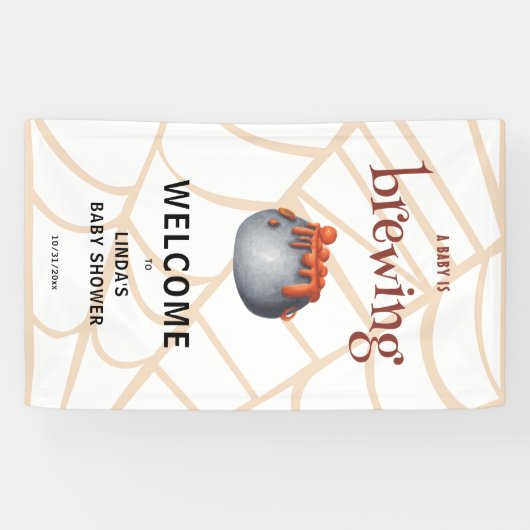 A Baby is Brewing Halloween Welcome Baby Shower Banner (Horizontal)