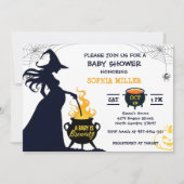 A Baby Is Brewing Halloween Witch Baby Shower Einladung (Vorderseite)