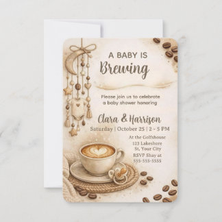 A Baby is Brewing Neutral Coffee Baby Shower Einladung