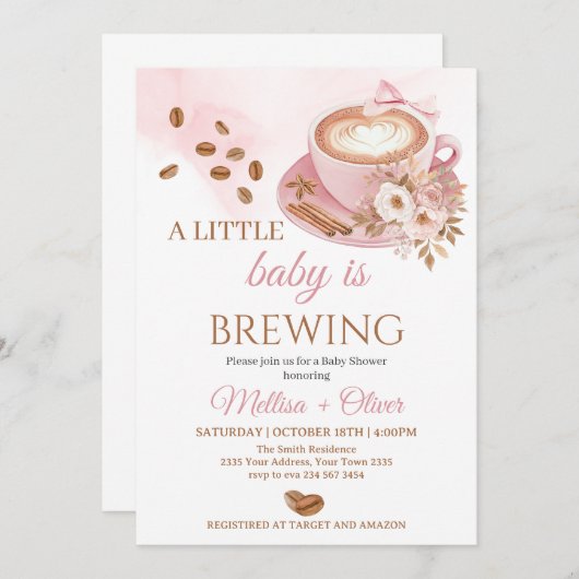 A Baby Is Brewing Oh Baby Coffee Beans Baby Shower Einladung (Vorne/Hinten)