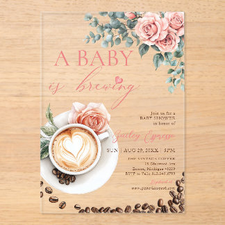 A Baby is Brewing Romantic Coffee Baby Shower Acryleinladungen