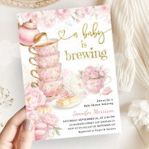 A Baby Is Brewing Tea Baby Shower Girl Floral