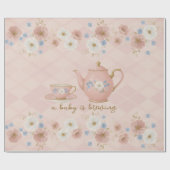A baby is brewing Tea Party Pink Plaid Baby Shower Geschenkpapier (Flach)