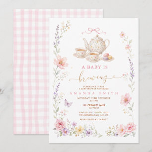 A Baby Is Brewing Wildflower-Macaron Einladung