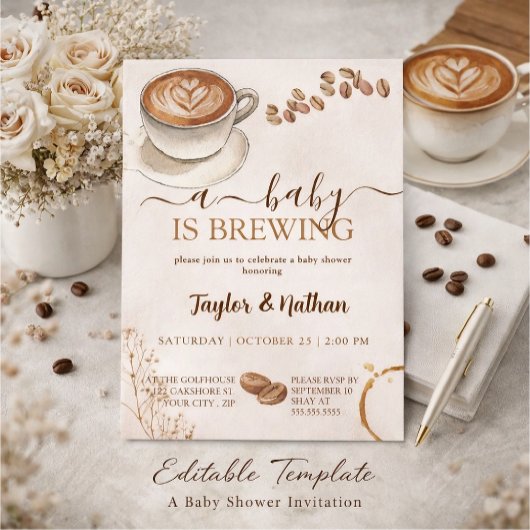 a baby prepares a baby shower invitation einladung
