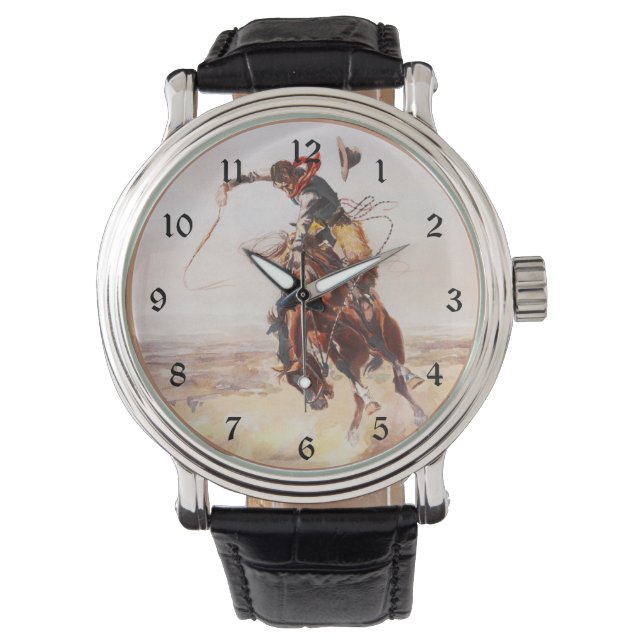 A Bad Hoss Charles Russell Fine Art Armbanduhr (Vorderseite)