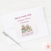 A Beary Merry Christmas | Modern Candle Labels Quadratischer Aufkleber (Umschlag)