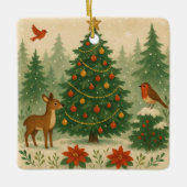 A beautiful Christmas tree in nature Keramikornament (Vorderseite)