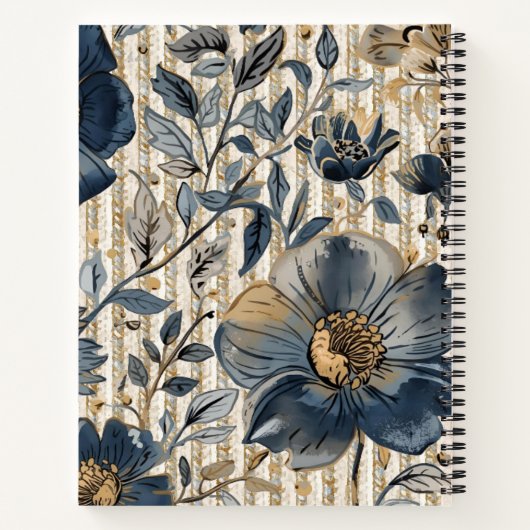 A Beautiful Combination of blue Floral and Pattern Notizblock (Rückseite)
