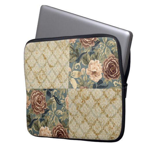 A Beautiful Combination of Floral and Motif Patter Laptopschutzhülle (Vorderseite Links)