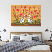 A beautiful coupal swan with lotus flower..... leinwanddruck (Insitu (Schlafzimmer))