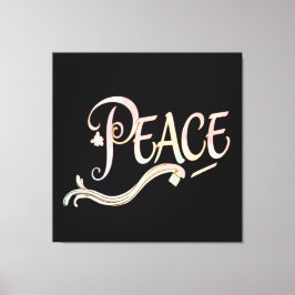 A beautiful, flowing script of the word "Peace" fe Leinwanddruck