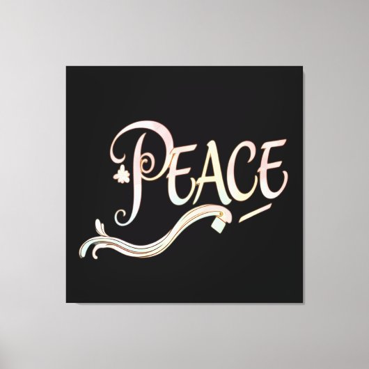 A beautiful, flowing script of the word "Peace" fe Leinwanddruck (Vorderseite)