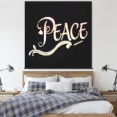 A beautiful, flowing script of the word "Peace" fe Leinwanddruck (Insitu (Schlafzimmer))